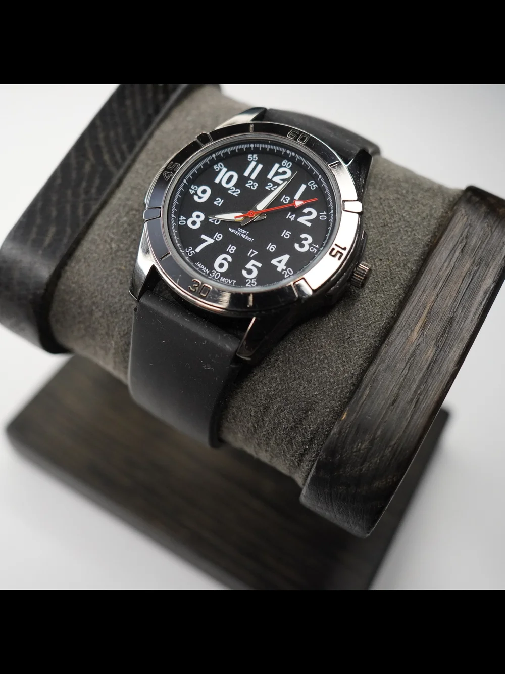 FMD Men's Quartz Watch Black Dial 100FT Water Resistant Japan Movt Black Band